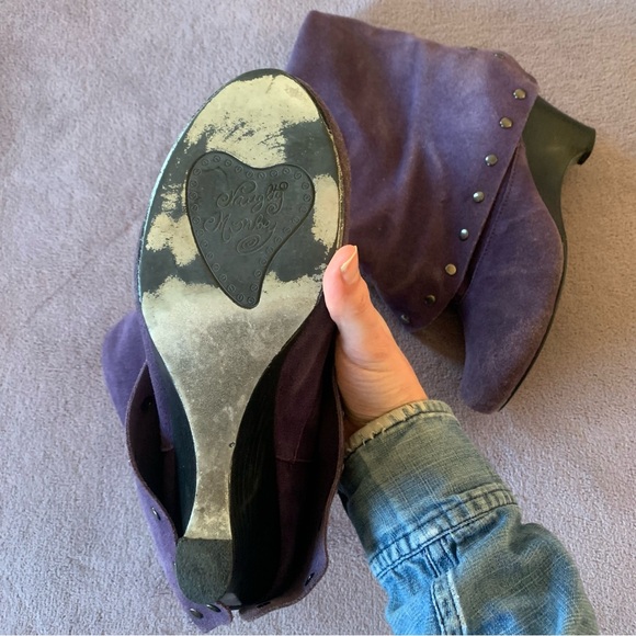 Naughty Monkey Purple Suede & Stud Trim Ankle Boots - Picture 4 of 7